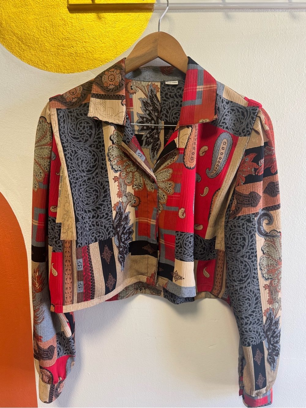 Vintage Reworked Cropped Patchwork Blouse- Grannycore/Whimsigoth Statements Top